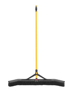 Rubbermaid Commercial Products Maximizer 36" Push to Center Push Broom Polypropylene Fill Black Angled Sides Medium Bristles for Indoor/Outdoor Multi-Surface Use
