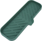 Silicone Bathroom Soap Dishes with Drain Spout-Bathroom and Kitchen Sink Organizer,Sponge Holder,Dish Soap Tray,Perfect for Dispenser,Scrubber,Bottle,Cup on Sink or Counter-Green 12"×4"