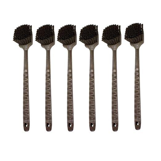 SPARTA 40501EC01 Plastic Large Scrub Brush, Kitchen Brush, Utility Brush With Long Handle For Cleaning, 20 Inches, Brown, (Pack of 6)