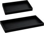 2PCS(7.87” L and 11.8” L) Silicone Soap Dispenser Tray, Kitchen soap Caddy countertop, Toilet, Black Tray for Scrubber, Lotion Bottles, Perfume, Jewelry, Candle, Key Trinket Ring-Black