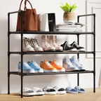 Sakugi Shoe Rack with Non-Woven Fabric - 3-Tier Shoe Organizer for Closet, Garage, Corridor & Entryway, Sturdy and Stackable, X-Large, Black