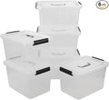 Zopnny 6-Pack 12 Quart Latch Box, Stackable Organizer Bins with Latching Lids, Clear Plastic Organization Containers for Closet, Bedroom, Shelving Units and Everyday Home Storage