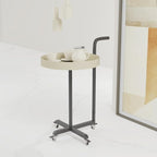 Rolling Utility Cart with Novelty Design, Mobile Saddle Leather Trolley, Organizer Trolley with Lockable Wheels, Multifunctional Serving Cart for Living Room (White)