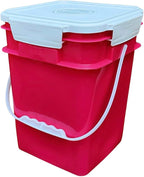 House Naturals 4 Gallon Square Food Grade Bucket Pail with Plastic Handles and Lid (Pack of 3) Made in USA containers (Magenta - White lids)