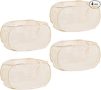 4Pcs Beige Canvas Laundry Hamper, Foldable Pop-up Mesh Basket, Large Capacity, Opening Design, Side Storage Bag, Versatile Use-Home, Camping, Dorm, Hotel, Travel