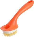 Dish Brush with Handle, Dish Scrubber Brush Set with Built-in Scraper Flush Hole Design Nylon Bristles Safe for Non-Stick & Coated Cookware,Kitchen Brushes for Dishes,Pots, Pans and Sinks (Orange)