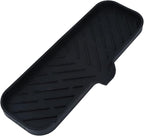 Silicone Bathroom Soap Dishes with Drain Spout-Bathroom and Kitchen Sink Organizer,Sponge Holder,Dish Soap Tray,Perfect for Dispenser,Scrubber,Bottle,Cup on Sink or Counter-Black 12"×4"