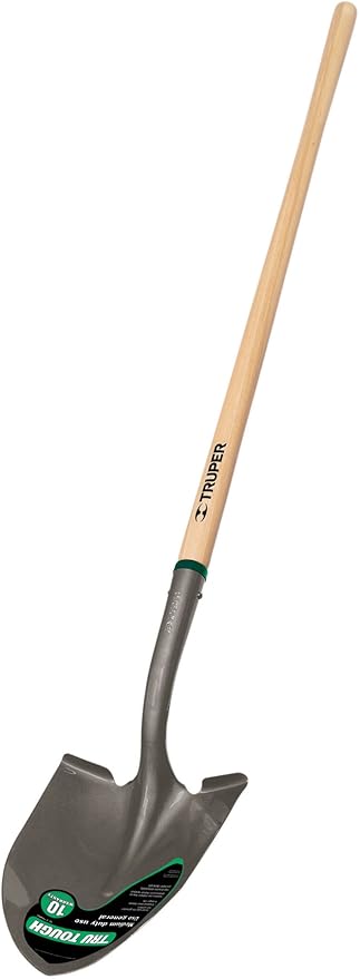 Truper 33037 Tru Tough Round Point Shovel with 48" North American Ash Handle