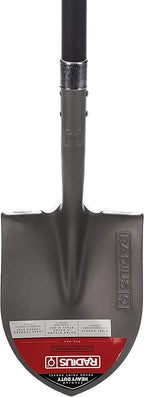 Radius Garden 58-in Long Handle Round Point Digging Shovel, Steel Shovel Head with Fiberglass Shaft