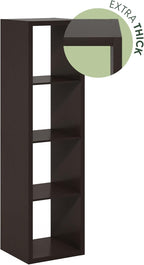 Furinno Cubicle Open Back Decorative Verticle Cube Storage Organizer, 4-Cube, Black Dark Oak