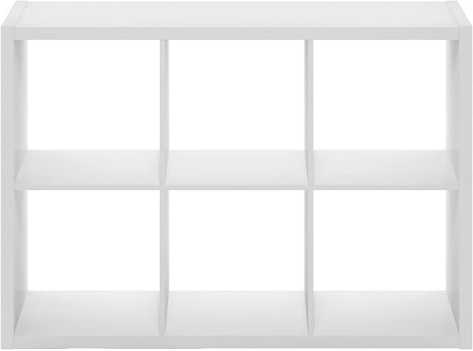 Furinno Cubicle Open Back Decorative Cube Storage Organizer, 6-Cube, White
