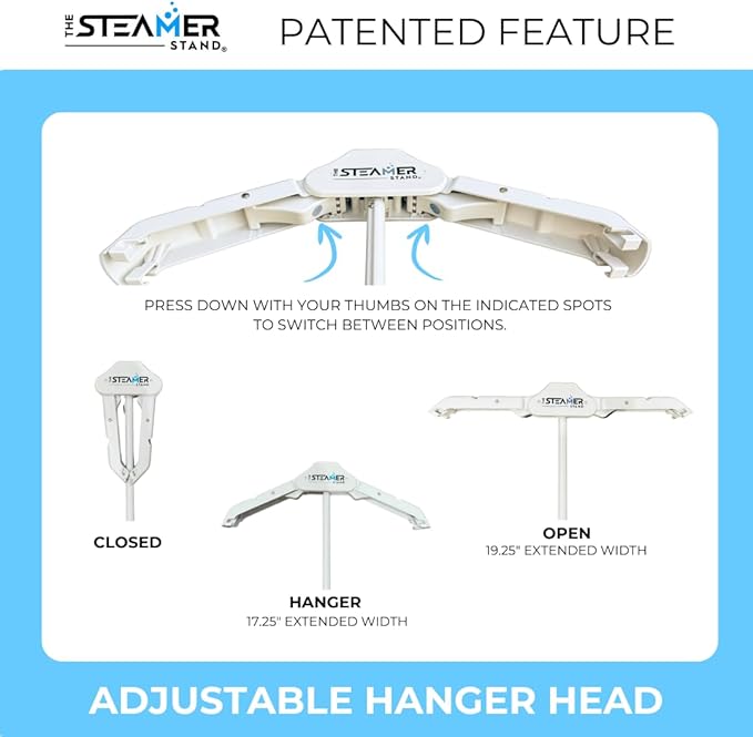 Travel Pro | Adjustable Standing Garment Steaming Rack with Hanger | Fast, Foldable, Sturdy, Portable Steam Ironing Solution for Travel & Home