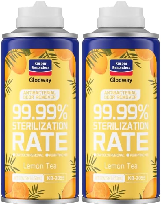 Glodway Air Refresher,Odor Eliminator Remover Spray,Odor Remover,Lemon Long-Lasting Scent For Home,Couch,Mattress,Furniture, bathroom,Fabrics & Trash,6 Ounce,2 pack