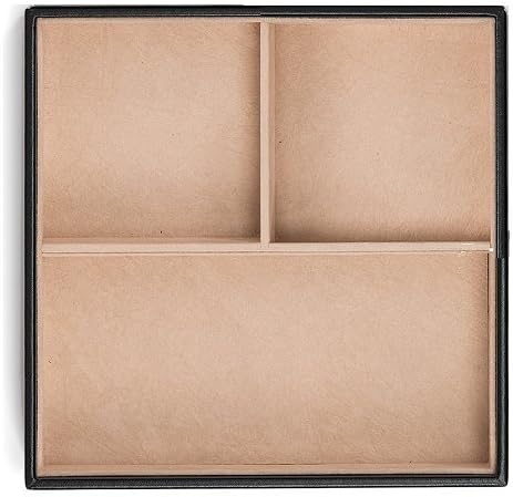 Jewelry Organizer Tray - Set of 2 - Stackable 6 Slots Jewelry Storage Trays - Display on Dresser or Drawer - Compatible with Other Glenor Trays - Black