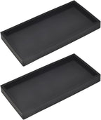 DNC 2PC 7.9" Small Bathroom Vanity Tray for Counter, Silicone Kitchen Sink Soap Tray for Countertop Dish Holder Dispenser Toilet Tank Desk Organizer Black