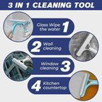 3 in 1 Window Cleaning Tool for Car Indoor Outdoor High Windows, Spray Window Squeegee Cleaner Tool with Spray Bottle,Window Wiper Silicone Cleaner Brush Scraper,for Car, Home, Kitchen (White)