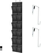 GORILLA GRIP Over the Door Shoe Organizer, 12 Large Breathable Mesh Pockets, Space Saving Hanging Storage Holder, 2 Hook Closet Rack Hanger, Hangs on Closets for Shoes, Accessories, 64H x 9.5W Black