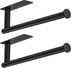 ASTOFLI Paper Towel Holder Under Cabinet No Drilling, Self Adhesive Paper Towel Holder Wall Mount for Kitchen Rack, Under Counter Napin Holder No Drill, RV, 304 Stainless Steel, Matte Black 2 Pack