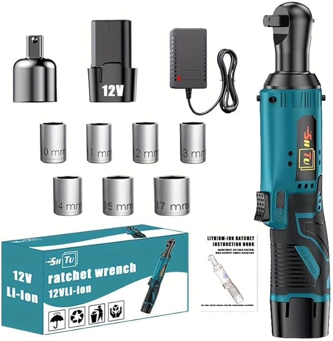 12V Wireless Ratchet Kit, Car Repair Screw and Nut Disassembly, Suitable for Home and Car Repair (Battery + Accessories)