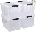 50 Quart Plastic Storage Container with Wheels, Clear Large Storage Bin, 4 Packs