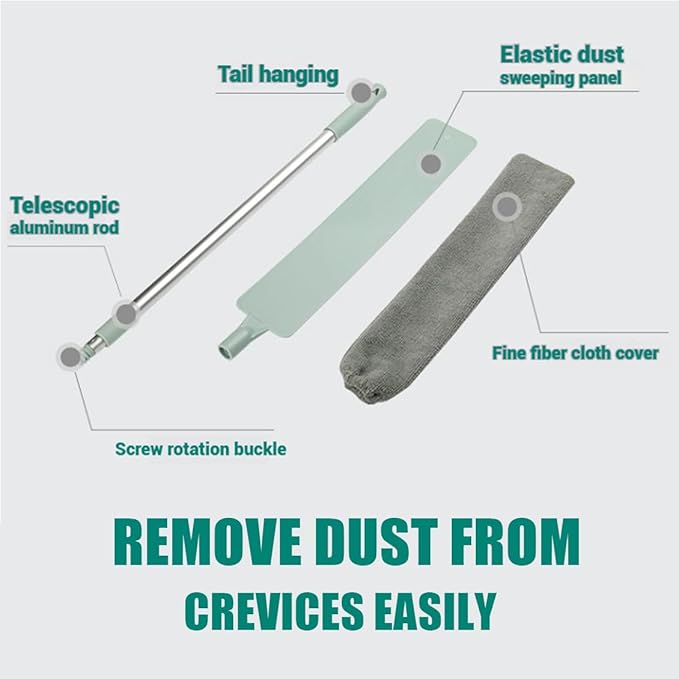 Retractable Gap Dust Cleaner – 38" Extendable Microfiber Duster with Bendable & Removable Head, Washable Brush for Easy Cleaning Under Furniture, Appliances & Sofas (2Set)