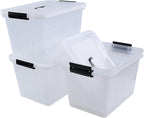Farmoon 20 Quart Clear Latching Storage Bin with Handle, 4 Packs Plastic Storage Boxes