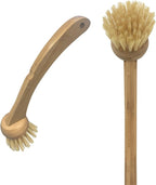 LOLA Products Eco Clean Bamboo Dish Brush | Multipurpose, Eco-Friendly | Durable Ergonomic Renewable Bamboo Handle for Maximum Cleaning Torque | Fibers Made from Recycled Soda/Water Bottles - 1 CT