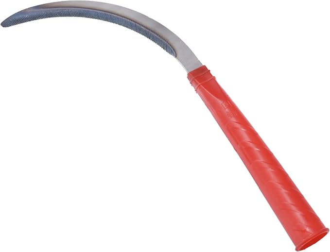 1pce 300mm/11.81in Carbon Steel Billhook Brush Clearing Sickle for Grass,Weeding Tools for Garden,Curved Sawtooth Sickle,Machete Axe for Cutting Trees,Steel Blade Knife in Hand