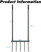 Broadfork Garden Tool Heavy Duty, 5 Tines Broad Fork for Gardening, U-Shaped Garden Fork for Loosening Soil, 20 in. Wide Broadforks for Gardening, 55 in. Heigh