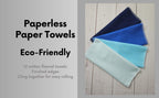 Paperless Towels, 12-12" X 10" Washable Paper Towels, Reusable Paper Towels, 100% Cotton (Blues)