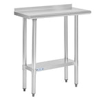 Hally Stainless Steel Table for Prep & Work 14 x 30 Inches, NSF Commercial Heavy Duty Table with Undershelf and Backsplash for Restaurant, Home and Hotel
