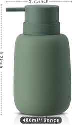 Green Soap Dispenser Bathroom,Ceramic Soap Dispenser Lotion Pump Dish Soap Dispenser for Kitchen,16oz Refillable Liquid Hand Wash Dispenser for Bathroom (Rubber Paint)