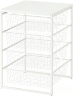 Storage Organizer with Top Metal Shelf, Storage Combination for Kitchen, Multipurpose Cabinet Organizer with 4 Large Wire Basket Storage, Shelf Rack for Office Laundry Room (4 Tier and top Shelf)