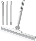 nacena Floor Squeegee, 52-in Adjustable Long Handle Squeegee for Floor Water Removal 180° Rotatable Head Squeegee Broom for Cleaning Window Shower Glass Tile Garage Concrete Pet Hairs, Grey&White