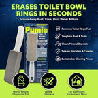 PUMIE Pumice Stone Toilet Bowl Cleaner (4-Pack) - Toilet Pumice Stone with Handle - Heavy Duty Scouring Stick for Rings, Bowls, Hard Water Stains, Lime, Rust, Sink - Includes Handle for Easy Use