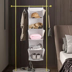 BrilliantJo 5 Shelves Hanging Closet Organizer, 2 Pack Hanging Storage with 6 Side Pockets for Clothes Shoes, 43"x12"x12"(Strip)