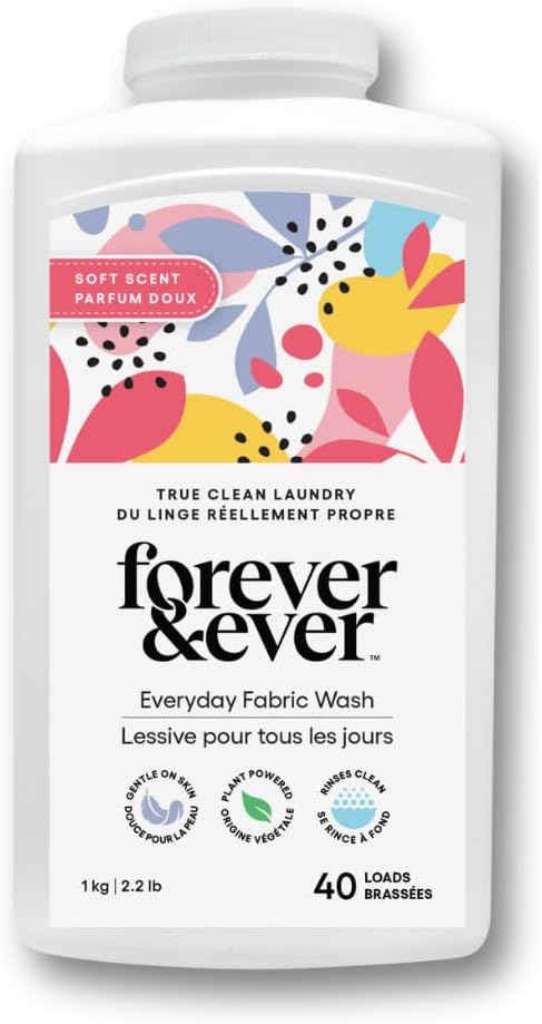 All Natural Laundry Detergent Powder, Gentle Clean Laundry Detergent, Enzyme Free, Plant Based, Biodegradable, Eco Friendly Washing Powder, High Efficiency Premium Wash, Soft Scented, 2.2lbs