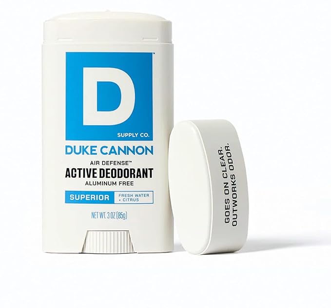Duke Cannon Aluminum-Free Deodorant for Men - Air Defense, Fresh Water + Citrus, 3 oz – Long-Lasting, Clear Glide, Skin-Soothing Formula (Superior)