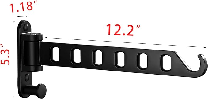 JOOM Laundry Drying Rack Wall Mounted Clothes Drying Rack Clothes Hanger Black