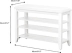 Entryway Shoe Storage Bench with Leather Cushion, Shoe Organizer Bench for Entryway, Ideal for Hallways Front Doors Entrances Mudrooms Featuring Rubberwood And 3 Height-Adjustable & Removable Shelve