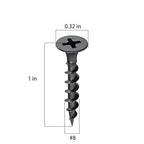 (15 pounds 3930 pcs)#8X1 Black Fastener Drywall Screws-Phillips with coarse Threaded tip, Black, Suitable for Drywall Slate, Wood, etc.