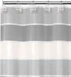 Zahari Home 13pc Modern Line Shower Curtain Set - Gray Luxury Contemporary Shower Curtains with Unique Design & 12 Hooks