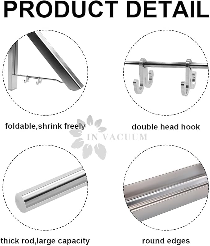 IN VACUUM Drying Racks for Laundry Foldable, Retractable Clothes Folding Indoor, Aluminium, Home Storage Organizer Wall Hanger for Clothes (1 Racks, Silver)