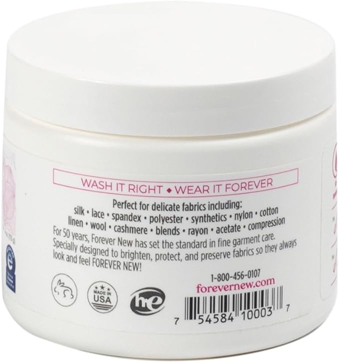 FOREVER NEW Delicate Hypoallergenic Laundry Detergent Powder - 6-8 Large Loads - Gentle washing detergent for Silk, Cashmere, Bra, Undergarments, Cotton, Wool, etc. - Unscented - 4oz