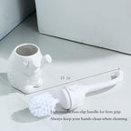 Toilet Brush and Holder Set,Modern Ceramic Toilet Bowl Brush Holder,Cute Bathroom Decor, Non-Scratch Bristles, Space-Saving White Household Cleaning Tool for Bathtub