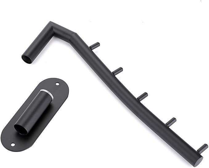 Sumnacon 2 Pcs Stainless Steel Clothes Hanger Rack-Wall Mount Garment Hook with Swing Arm, Sturdy Coat Robe Storage Organizer for Laundry Room Bedrooms Clothing Drying Rack with 5 Hooks, Black