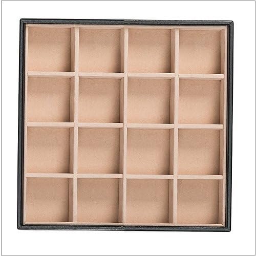 Earring Organizer Tray - Set of 2 - Stackable 32 Slots Jewelry Storage Trays - Display on Dresser or Drawer - Compatible with Other Glenor Trays - Black