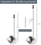 Stainless Steel Dustpan Metal Dustpan with Handle Heavy Duty Dust Pan Upright Dust Pan for Home Office Lobby