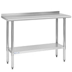 Hally Stainless Steel Table for Prep & Work 18 x 48 Inches, NSF Commercial Heavy Duty Table with Undershelf and Backsplash for Restaurant, Home and Hotel