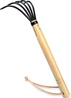 15" Gardeners Claw Rake | Military Grade Steel 6 Tines and Prime Wood Japanese Ninja Claw Garden Rake or Cultivator for Perfect Pulverized and Aerated Soil, Ergonomic Wooden Handle for Firm Grip